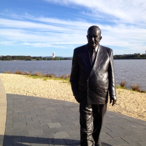 Watch out for life-size Prime Minister Robert Menzies strolling towards you on the RJ Menzies walk