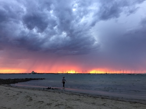 'Double Sunset' over St Kilda Beach, 8 Feb 2015 (c) JP Mundy